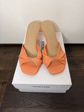 Veronica Beard Orange Twist Slide Mules